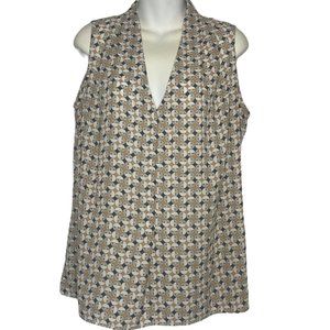Rose + Olive Sleeveless Printed Blouse